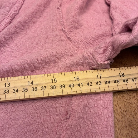 We The Free Women Cardigan Pink Cotton Blend Long Sleeve Button Ruffle Top Large - Picture 6 of 11